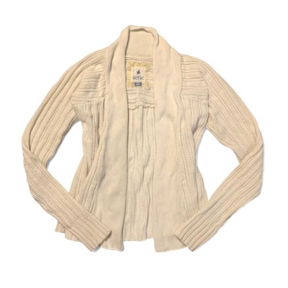 Aerie Y2K Early 2000s Cream Open Knit Cardigan – Preppy